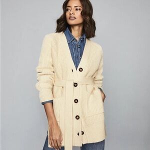 Reiss Women's Cream Cardigan Sweater